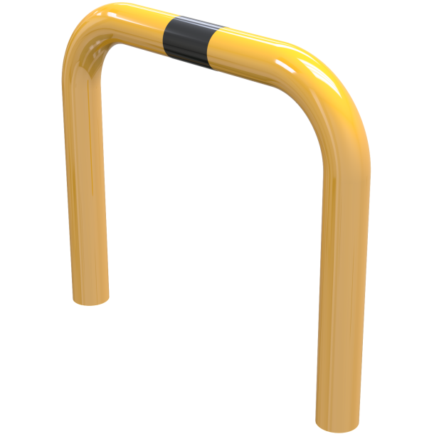 Anti-nudge hoop | steel tube  76 mm | yellow / black | total width: 750 mm | height above ground: 250 mm | for casting in concrete